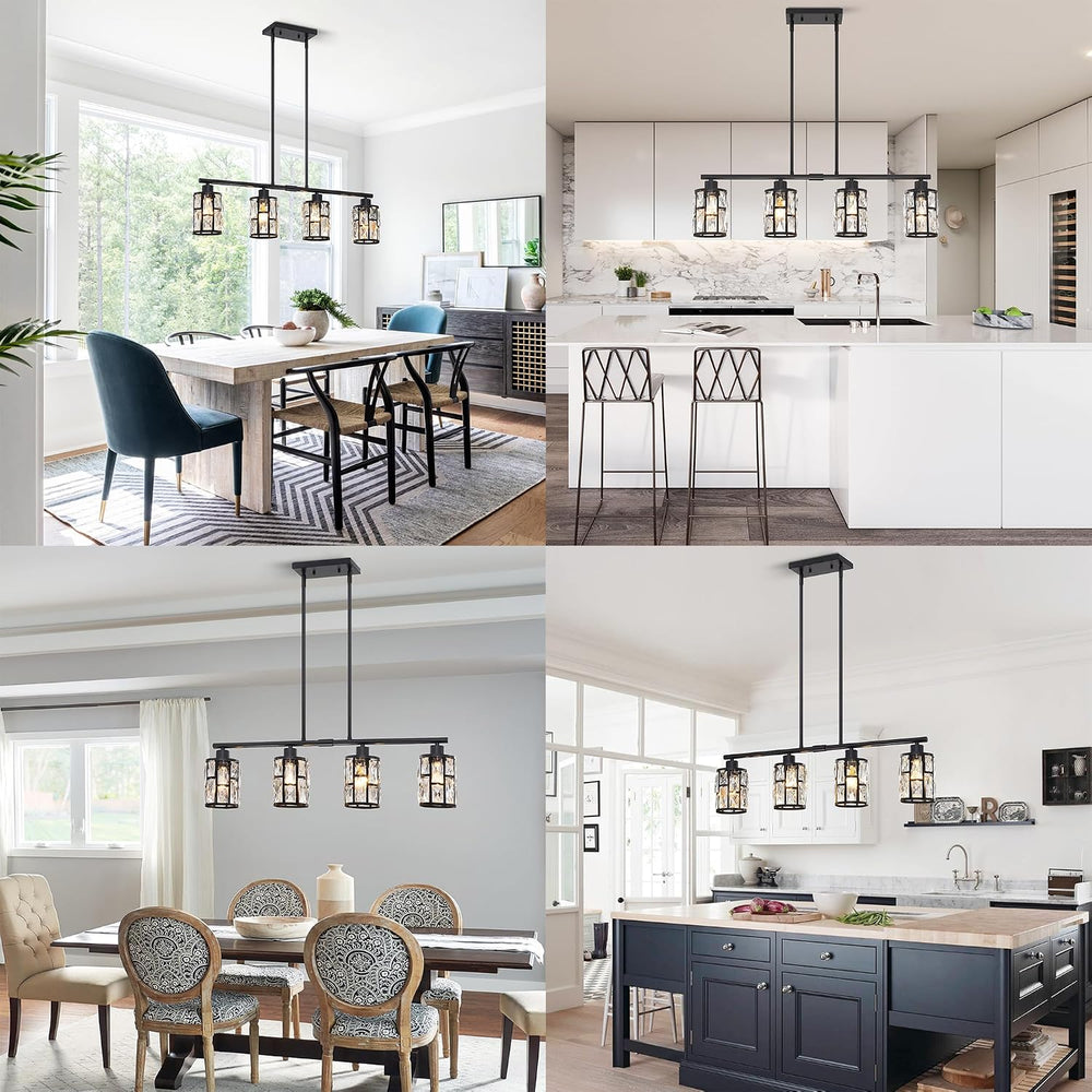 MEXO Crystal Pendant Light Fixture for Kitchen Island Dining Room, Farmhouse ...