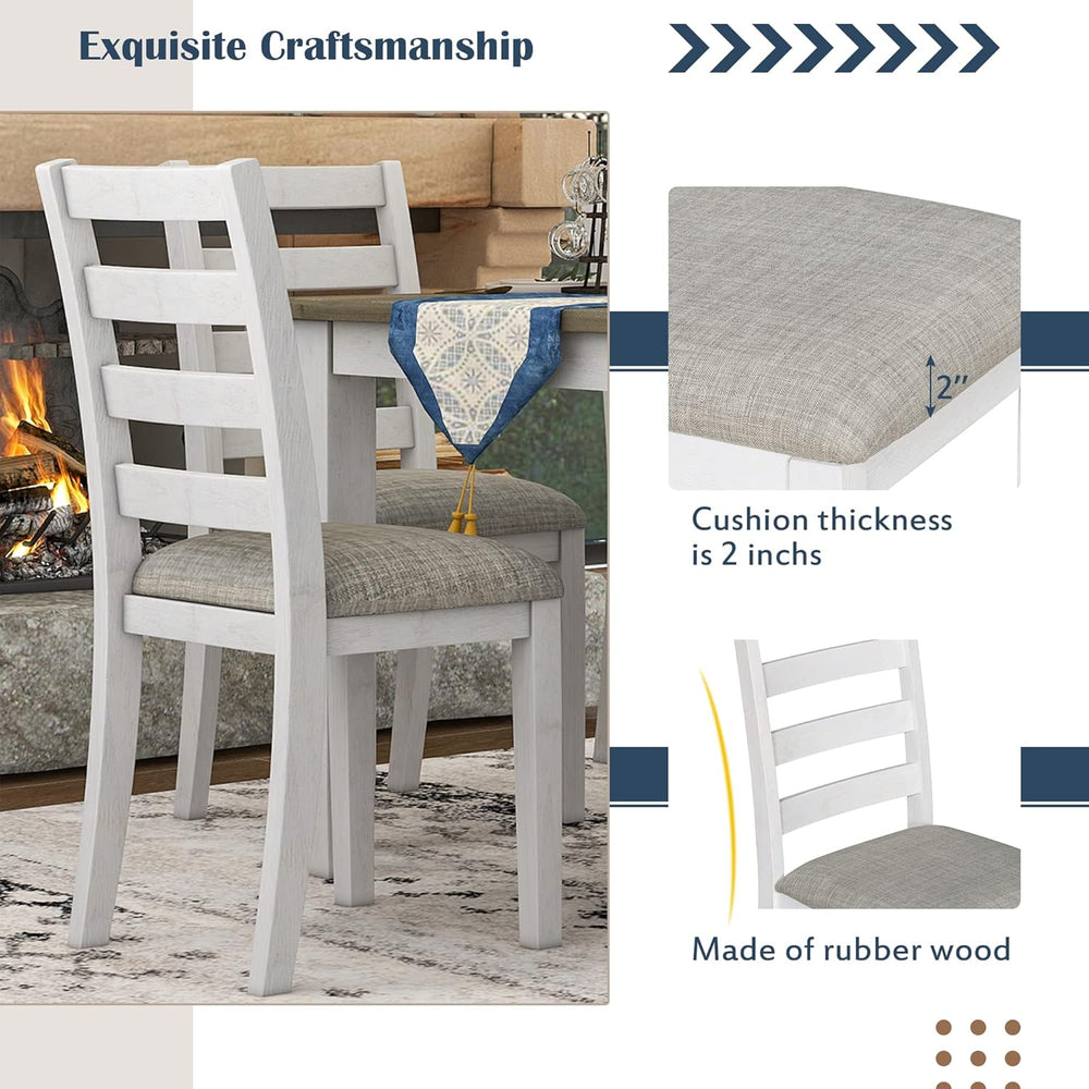 Merax Wooden Dining Table Set with Upholstered Chairs and Bench, 6-Piece Dini...