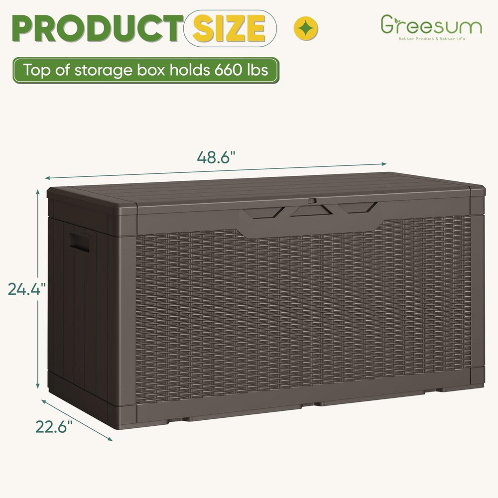 Greesum Outdoor Storage Box 100 Gallon Storage Bin with Lid for Patio Furnitu...