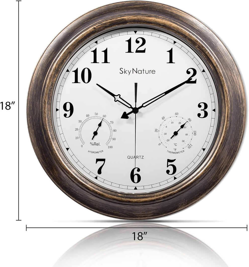 Outdoor Clock 18 Inch, Large Outdoor Clocks Waterproof Weatherproof with Ther...