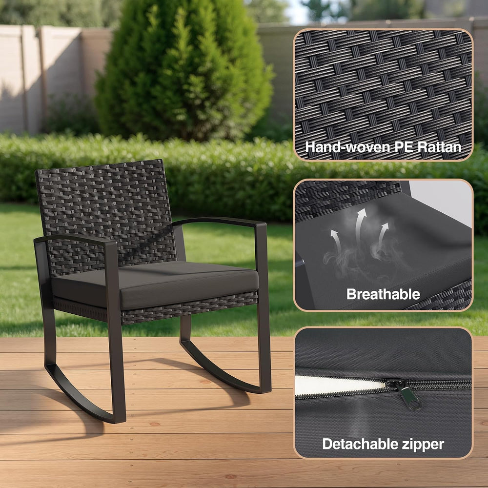 Qsun 3 Pieces Patio Furniture Set Rocking Bistro Set, Outdoor Patio Furniture...