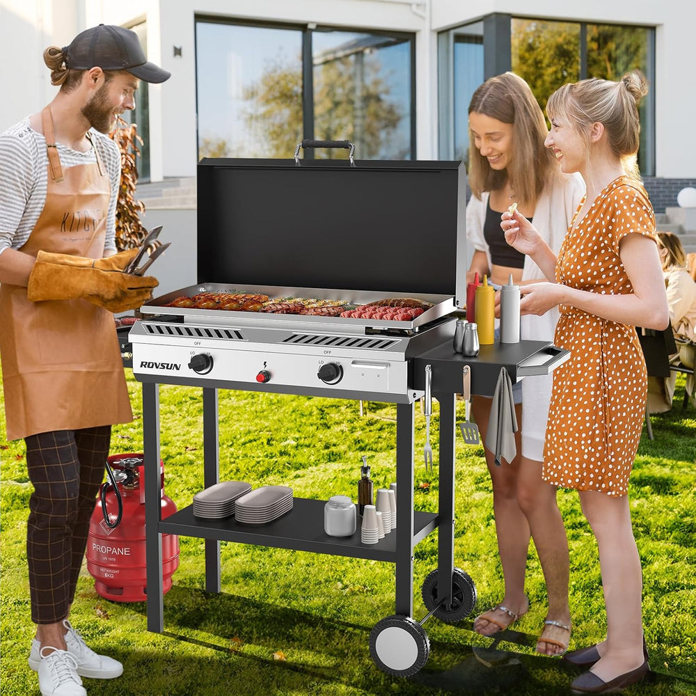 ROVSUN 2 Burner Propane Stove & 30'' Griddle Combo with Ignition ...