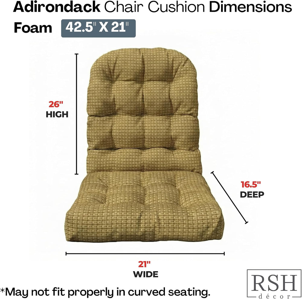 RSH DECOR: Tufted Adirondack Chair Cushion Set of 2 | 42.5” x 21” | All-Weath...