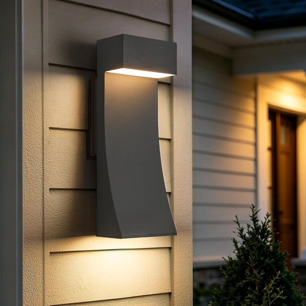 Modern Outdoor Wall Light Curved Design Waterproof,Super Bright LED,Textured ...