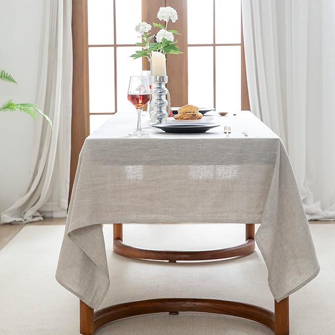 EVERLY 100% Pure Linen Rectangle Tablecloths 108Lx60WInch for Dining,Buffet P...