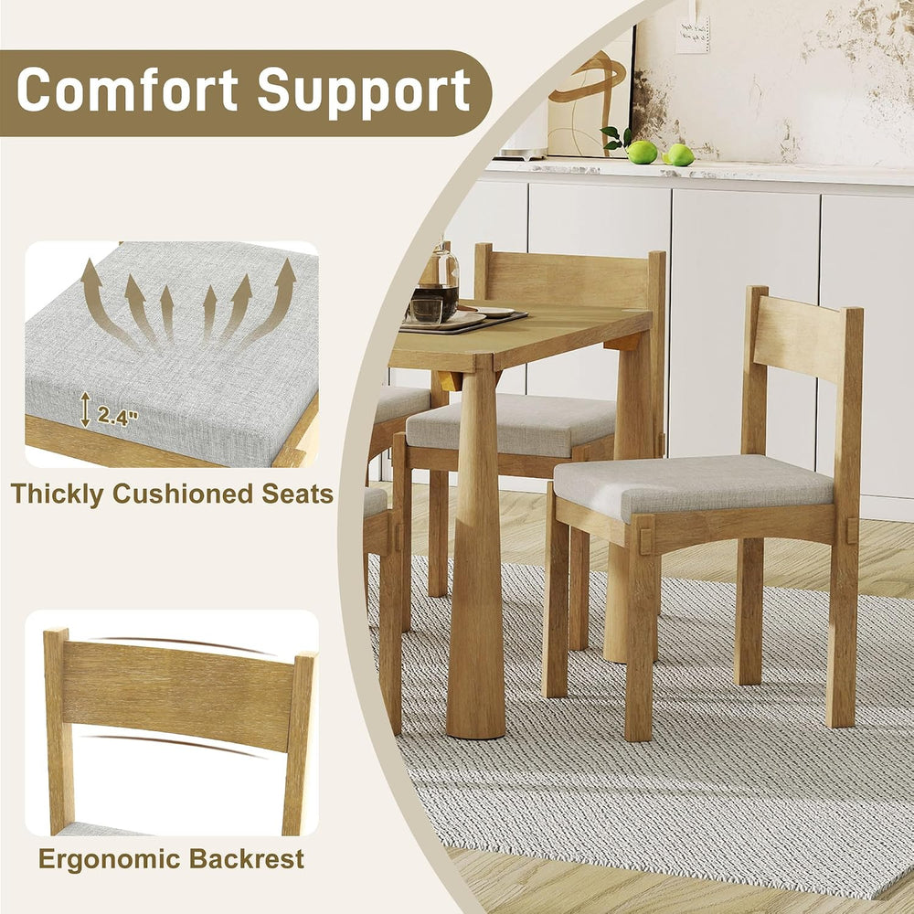 7-Piece Retro Wood Dining Table Set for 6, Kitchen Table Set with Upholstered...