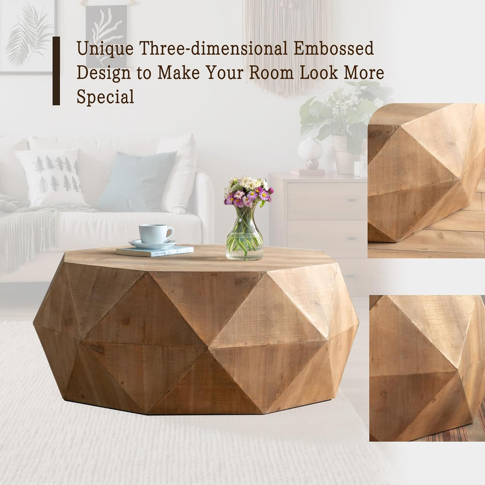 38" Modern Farmhouse Coffee Table, Drum Coffee Table for Office, Dining ...