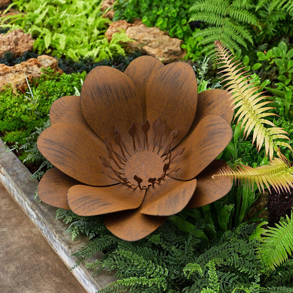 JAXPETY Metal Flower Garden Art, Outdoor Garden Decoration for Yard Lawn Pati...
