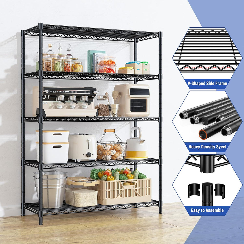 Romorgniz 5-Tier Adjustable Storage Shelves, 71" H Shelving Unit for Pantry
