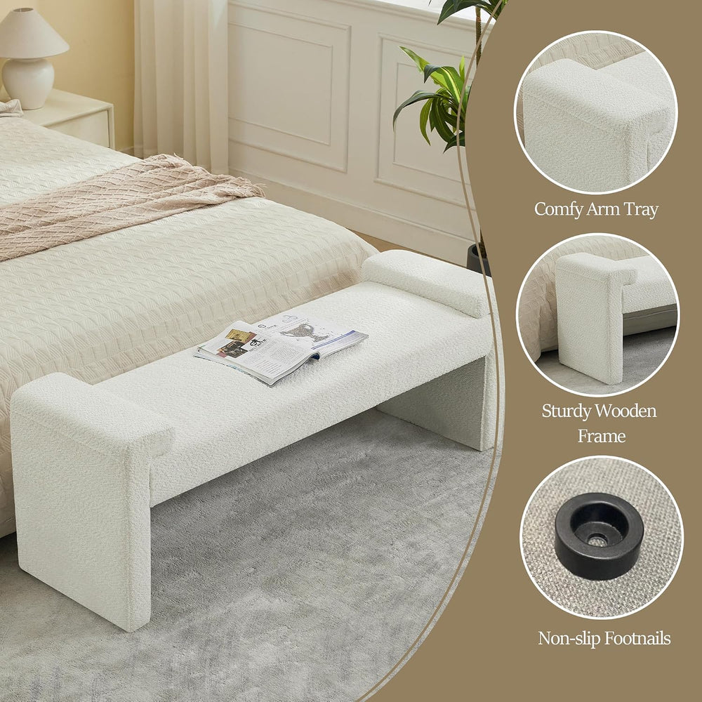 WUTUTUEE 58.7" End of Bed Bench Upholstered Modern Bedroom Bench for Liv...