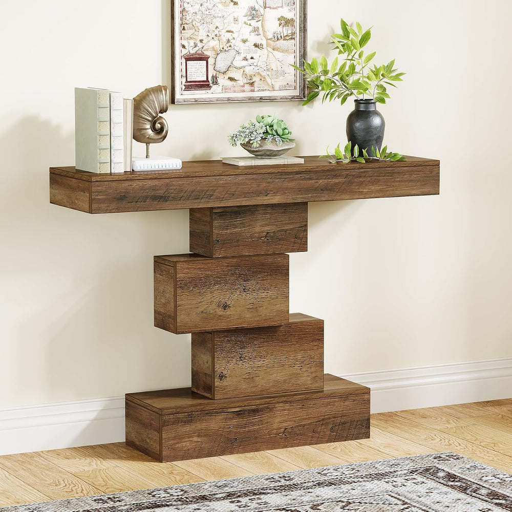 Tribesigns 42.5" Farmhouse Console Table, Narrow Wood Sofa Table Behind ...