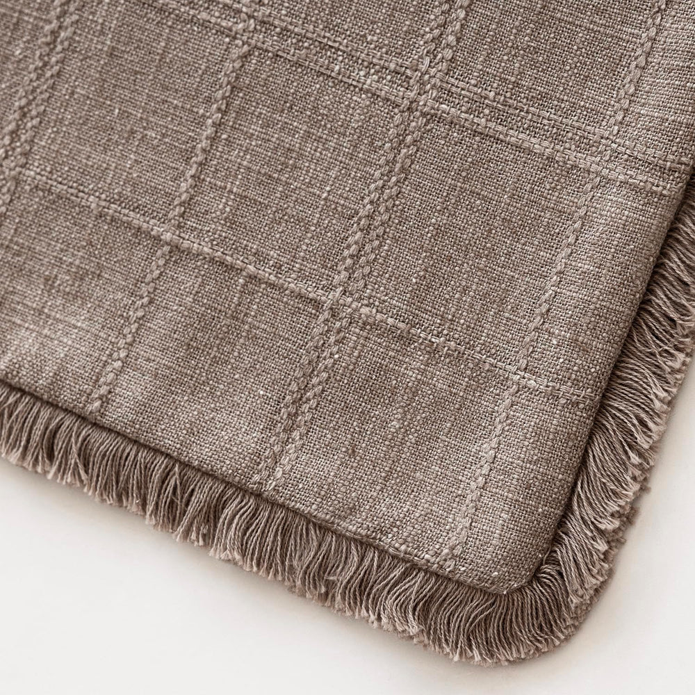 Foindtower Set of 2 Decorative Linen Check Fringe Throw Pillow Covers Farmhou...