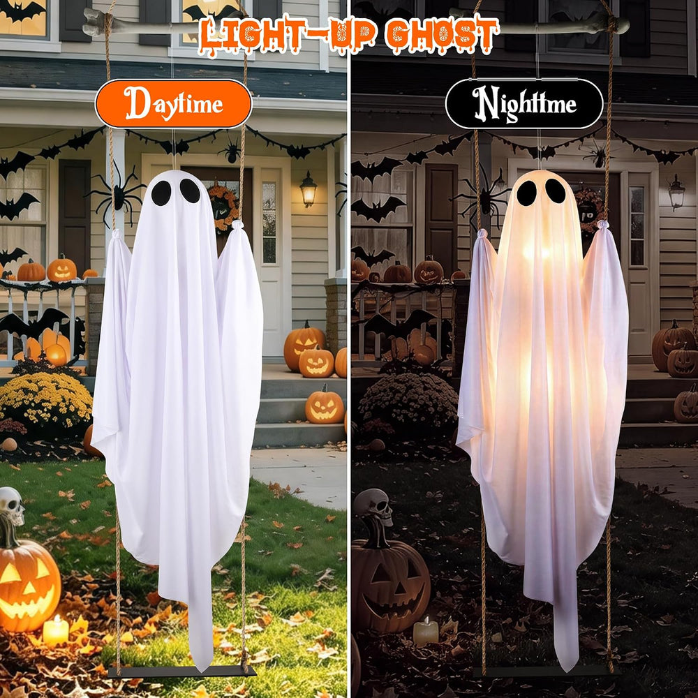 Halloween Decorations Outdoor Indoor, 5 FT Large Pre-Assembled Swinging Ghost...