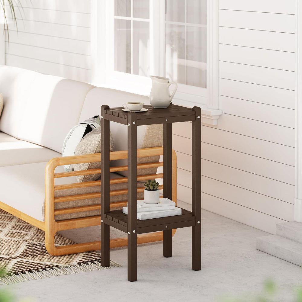 WestinTrends Malibu 36" Outdoor Adirondack HDPE 2-Tier Patio Side Table,...