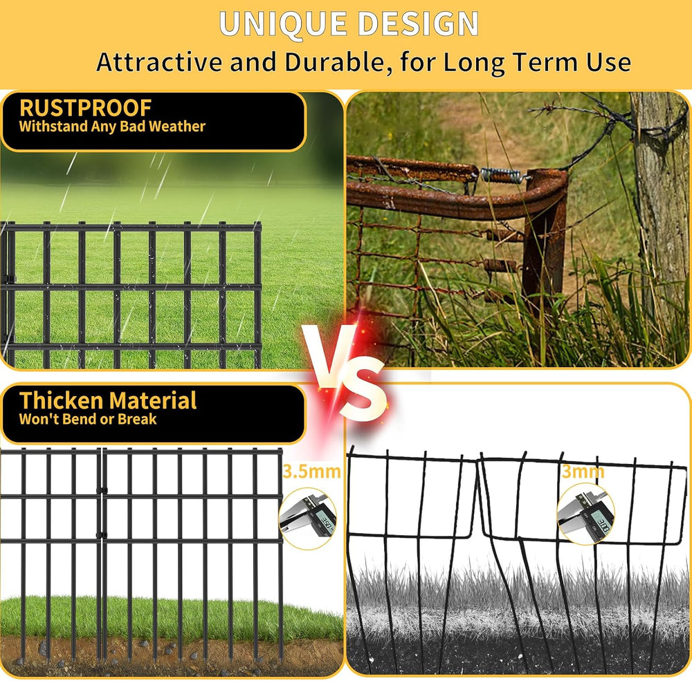 25 Pack Garden Animal Barrier Fence, 17in (H) X 27ft (L) No Dig Fence, Rustpr...