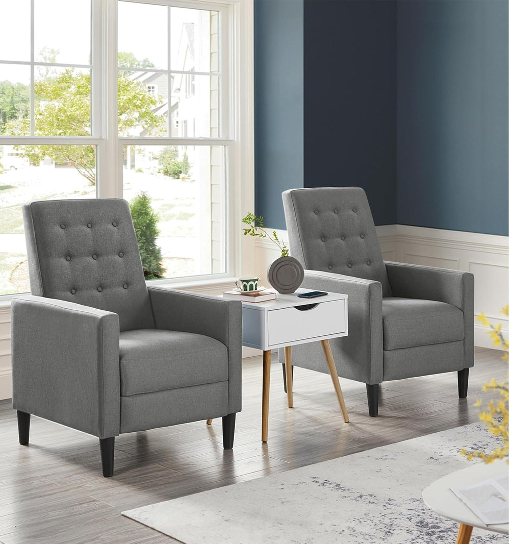 Yaheetech Fabric Recliner Chair Tufted Upholstered Single Sofa Gray