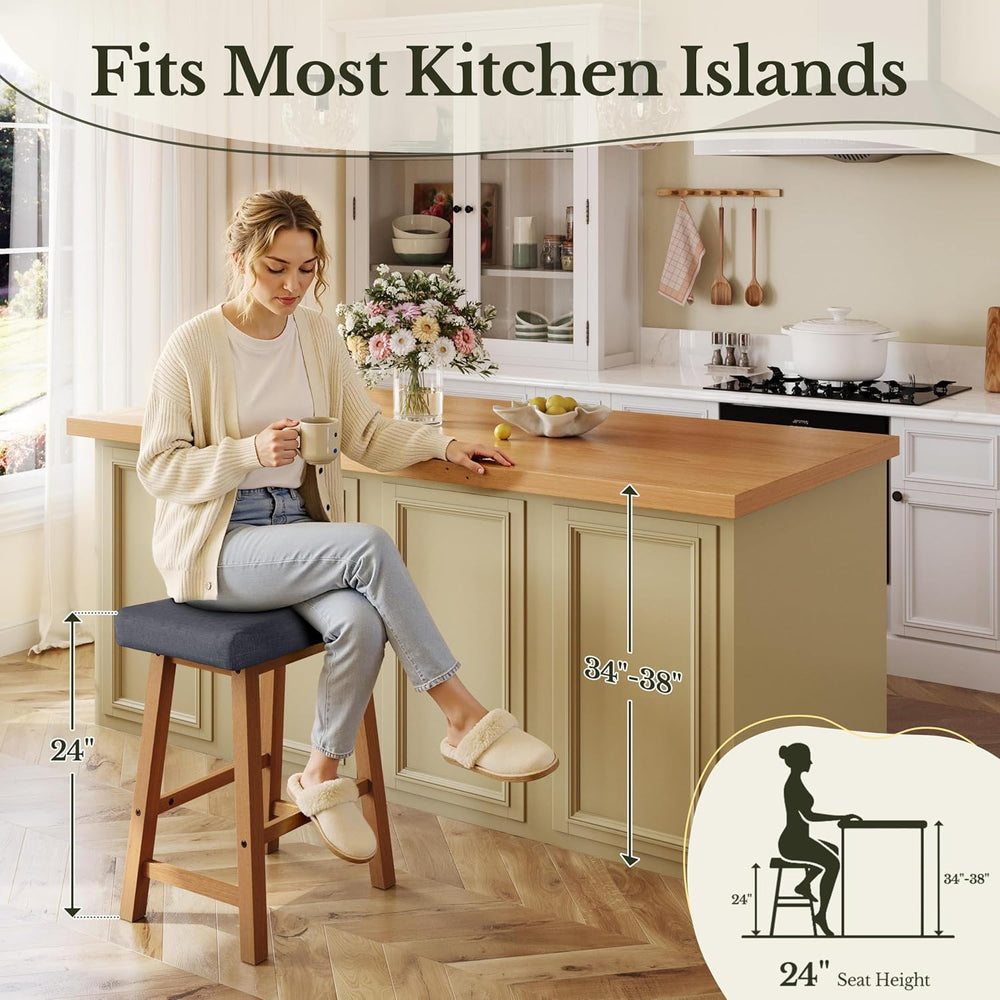 Yaheetech 24 Inch Counter Height Bar Stools Set of 2 Backless