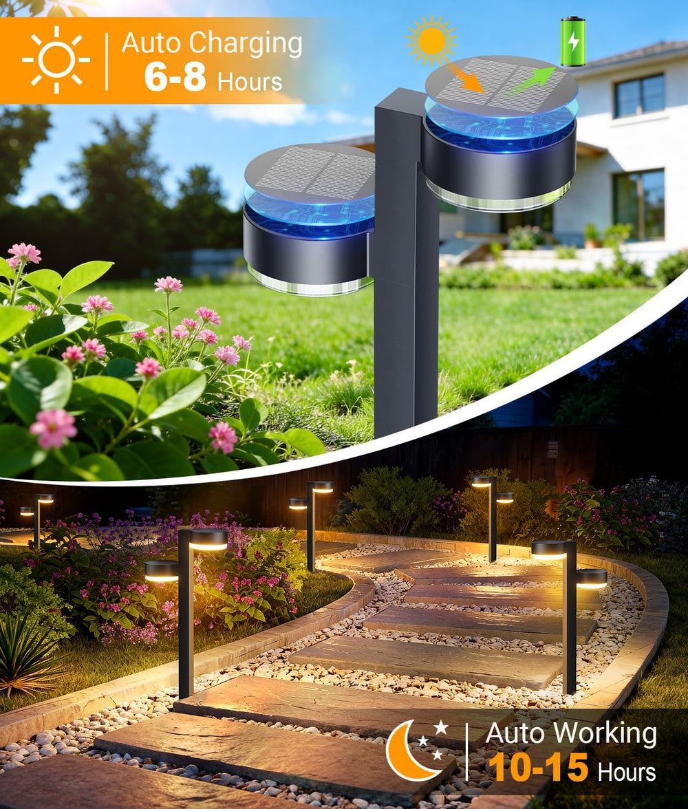 Bright Solar Pathway Lights Outdoor, 6 Pack with 144 LEDs Garden Lights Solar...