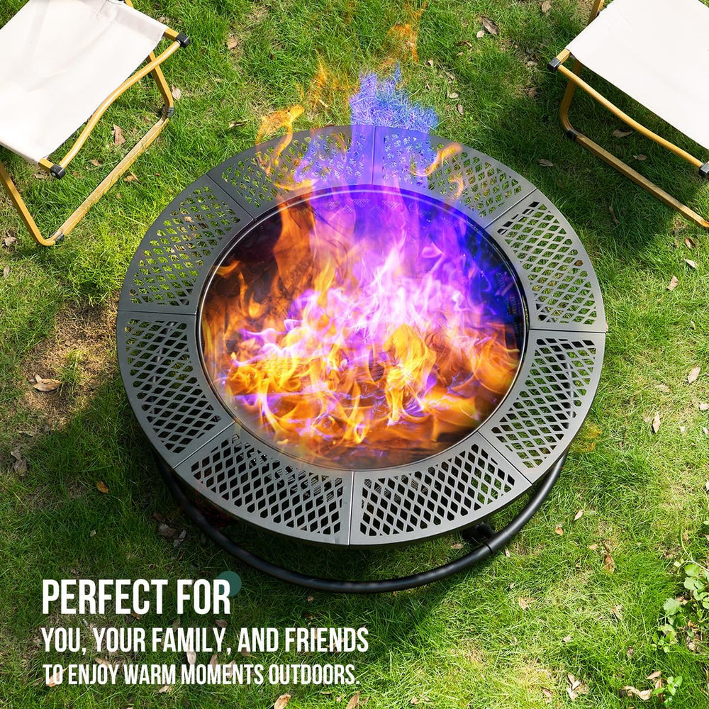 Panovue Outdoors 36 Inch Fire Pit with Grill 3-in-1 Fire Pits for Outside