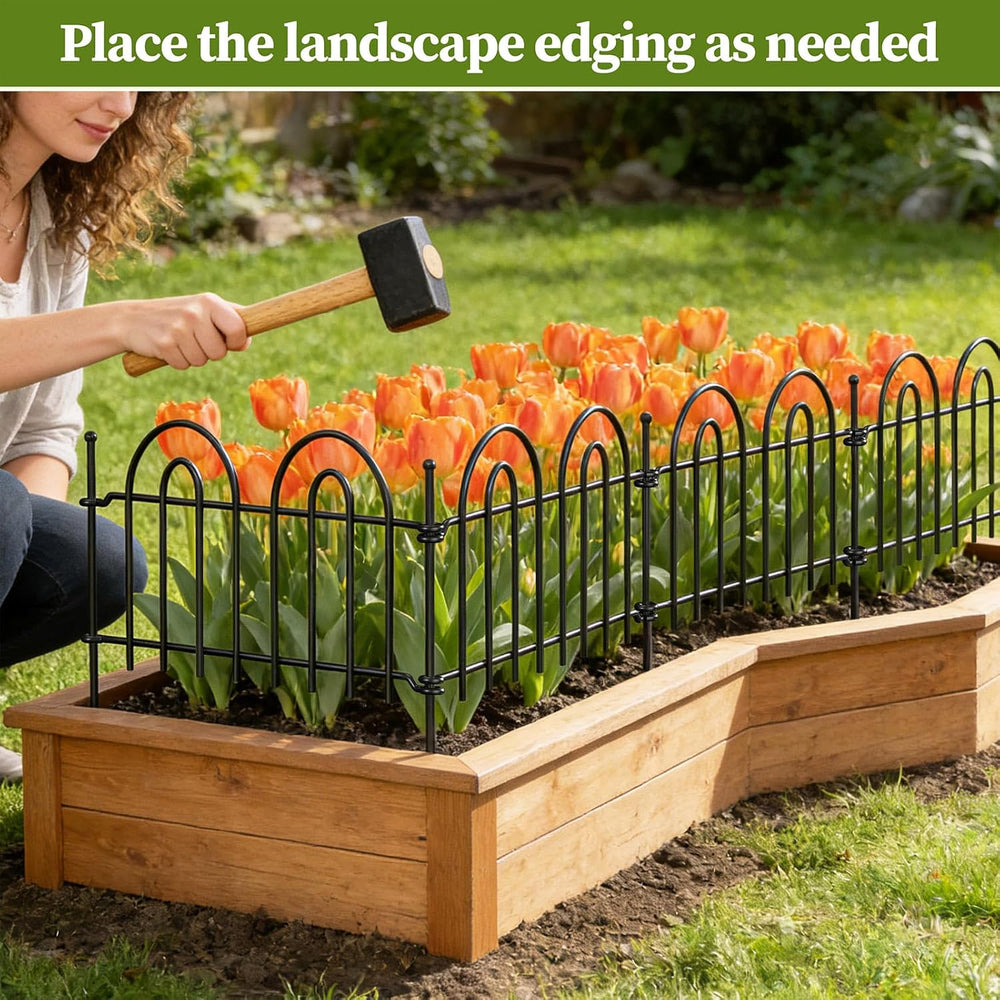 45ft x 13in Garden Fence Animal Barrier, 32 Panels Decorative Garden Fence Bo...