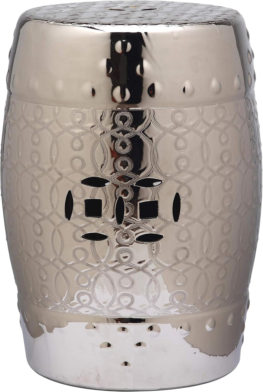 Safavieh Lantana Glazed Ceramic Decorative Garden Stool, Silver