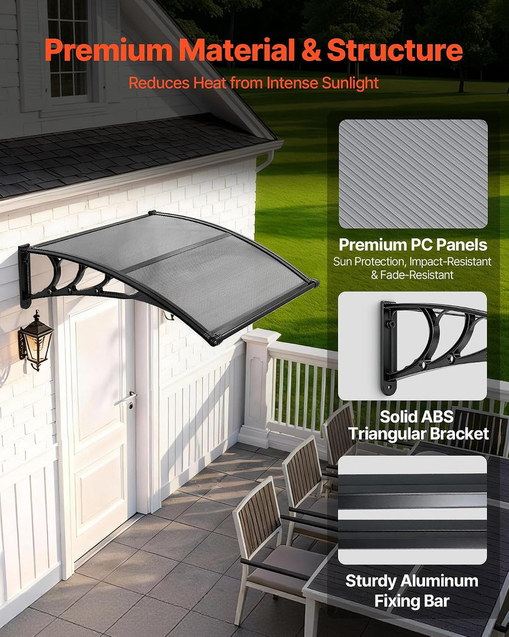 VEVOR Awnings for Door Entrance, 38" x 40" Window Door Awning Canop...
