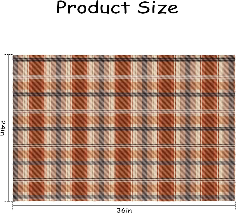 Fall Plaid Doormat Autumn Burnt Orange Buffalo Check Area Rugs 2x3 Farmhouse ...