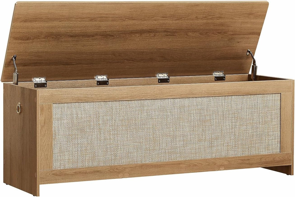 51.2" Storage Chest Extra Large, Rattan Storage Bench,(Cherry Brown