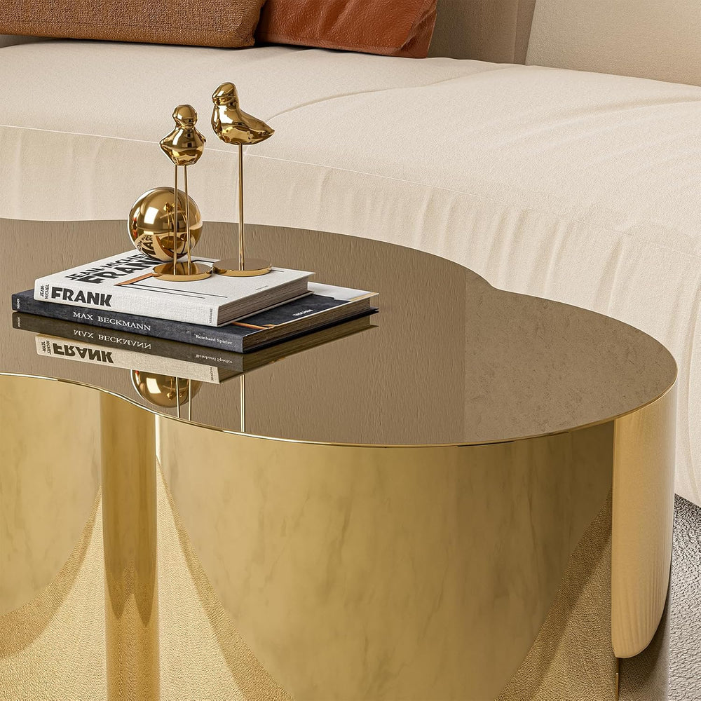 IKIFLY Gold Stainless Coffee Table, Modern Large Cloud Fashion Design