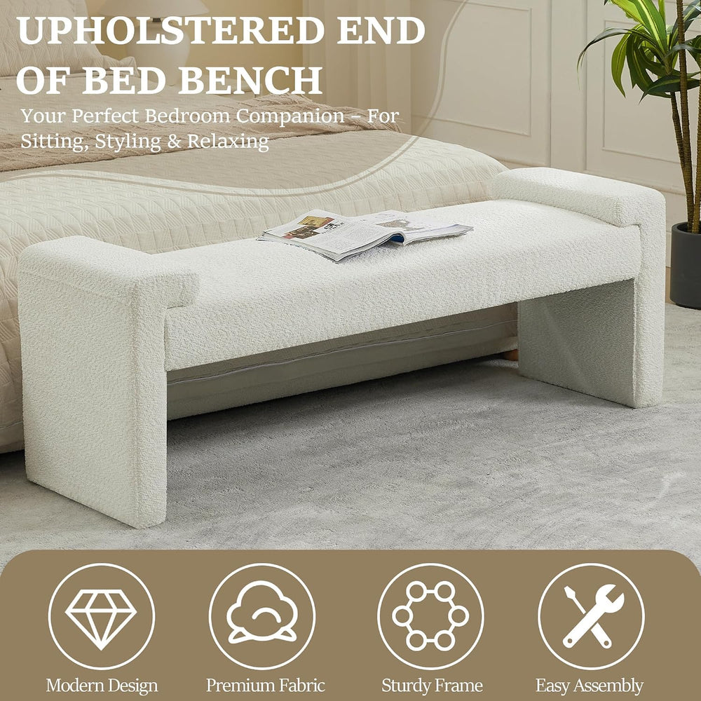 WUTUTUEE 58.7" End of Bed Bench Upholstered Modern Bedroom Bench for Liv...