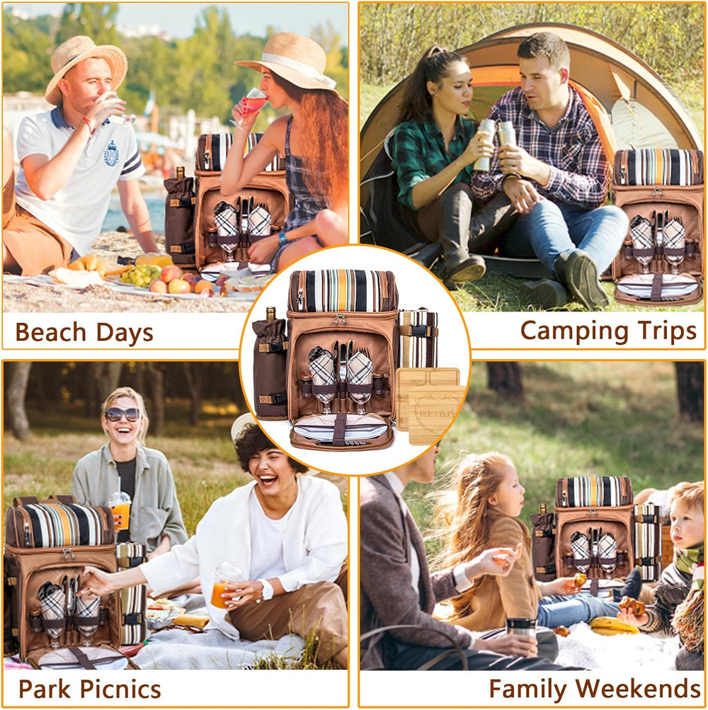 Hap Tim Picnic Basket Backpack for 2 Person with Blanket, 2 Charcuterie Board...