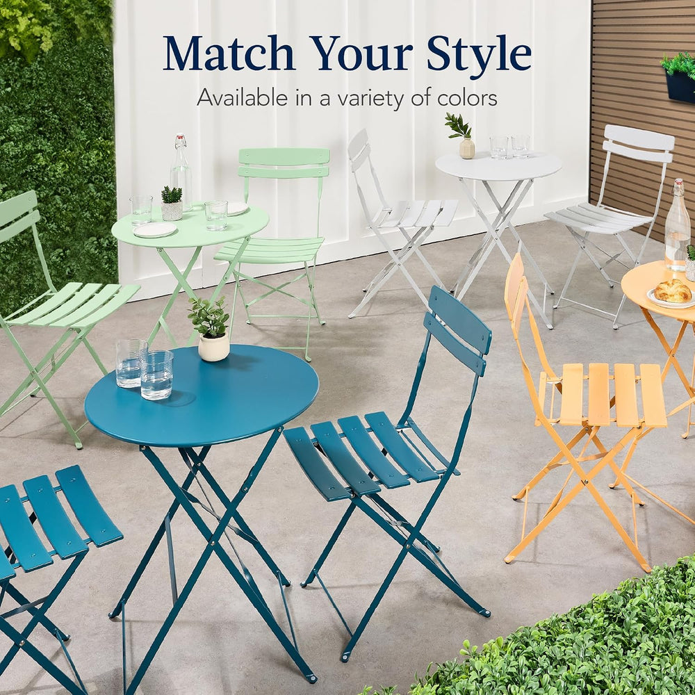 Best Choice Products 3-Piece Bistro Set, Space Saving Folding Design, Solid S...