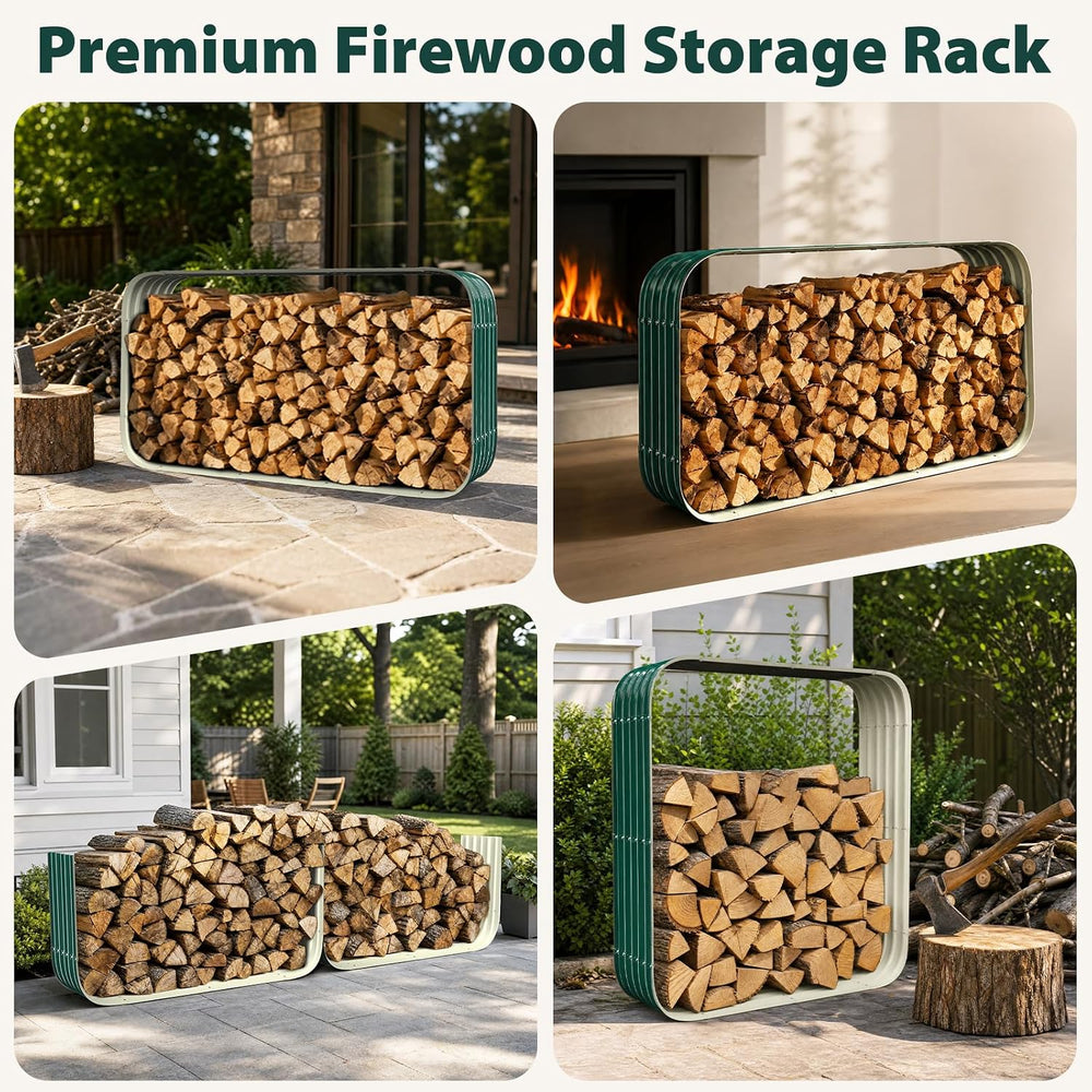 5.5 X 2.7 X 1.5 FT Cuboid / 4FT Square Green Firewood Rack Outdoor / Indoor