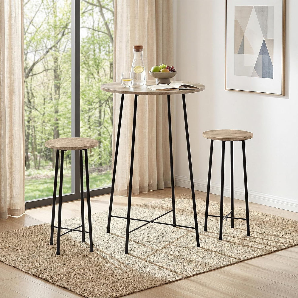 VECELO 3 Piece Pub Table and Chairs Sets Counter Height Bistro Bar Sets with ...