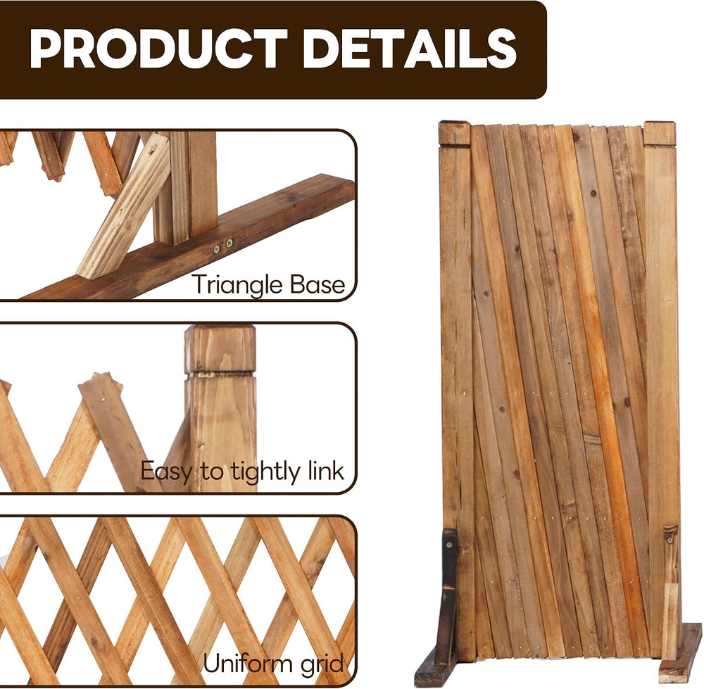 MYOYAY 2PCS Expandable Instant Fence Retractable Wooden Fence Wooden Pet Gate...