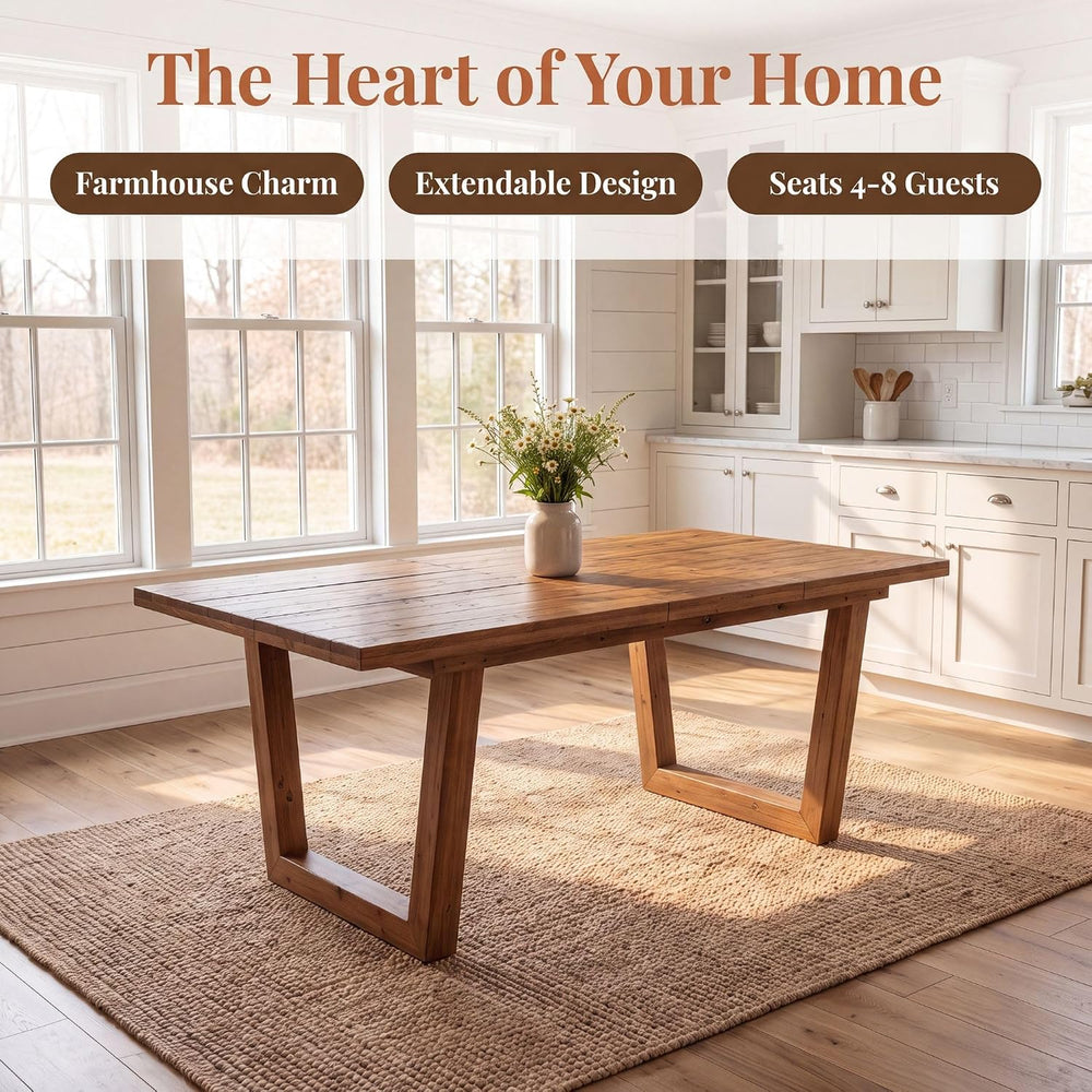 55-70.5" Extendable Dining Table Pine Expandable Dining Room Table for 4...