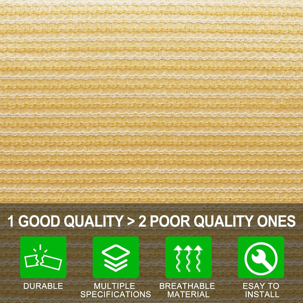 Shatex 90% Shade Fabric 6' x 10' Sun Shade Cloth with Grommets for Pe...