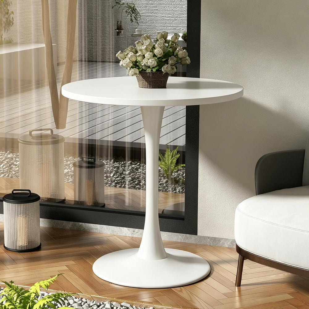 Round Dining Table 27.5" Circle Tulip Table for 4 People,White
