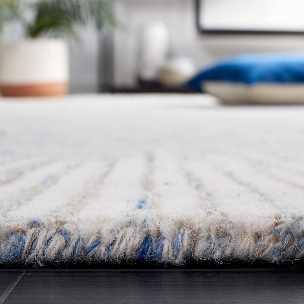 SAFAVIEH Abstract Wool Area Rug 11'x15', Modern Blue & Ivory ABT478M