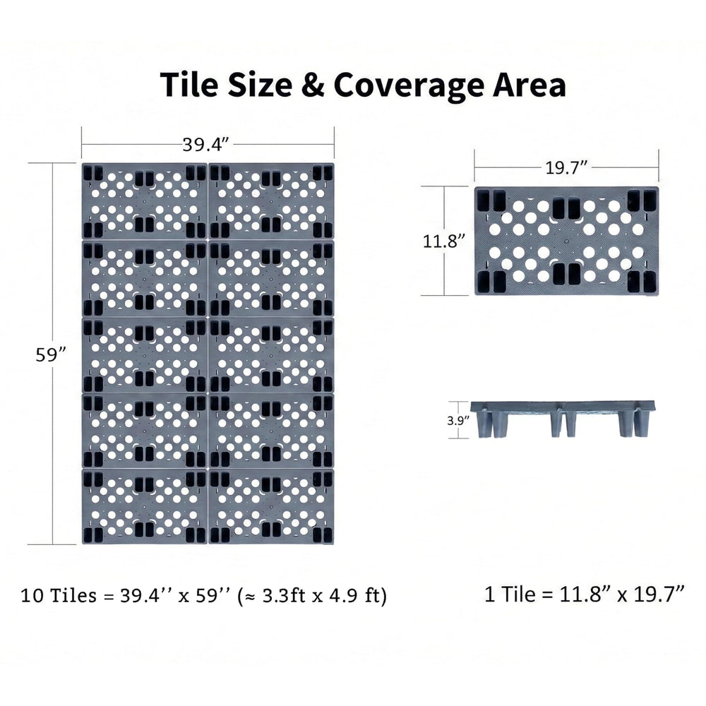 Heavy Duty Plastic Pallets, Grey Interlocking Storage Platforms with Breathab...
