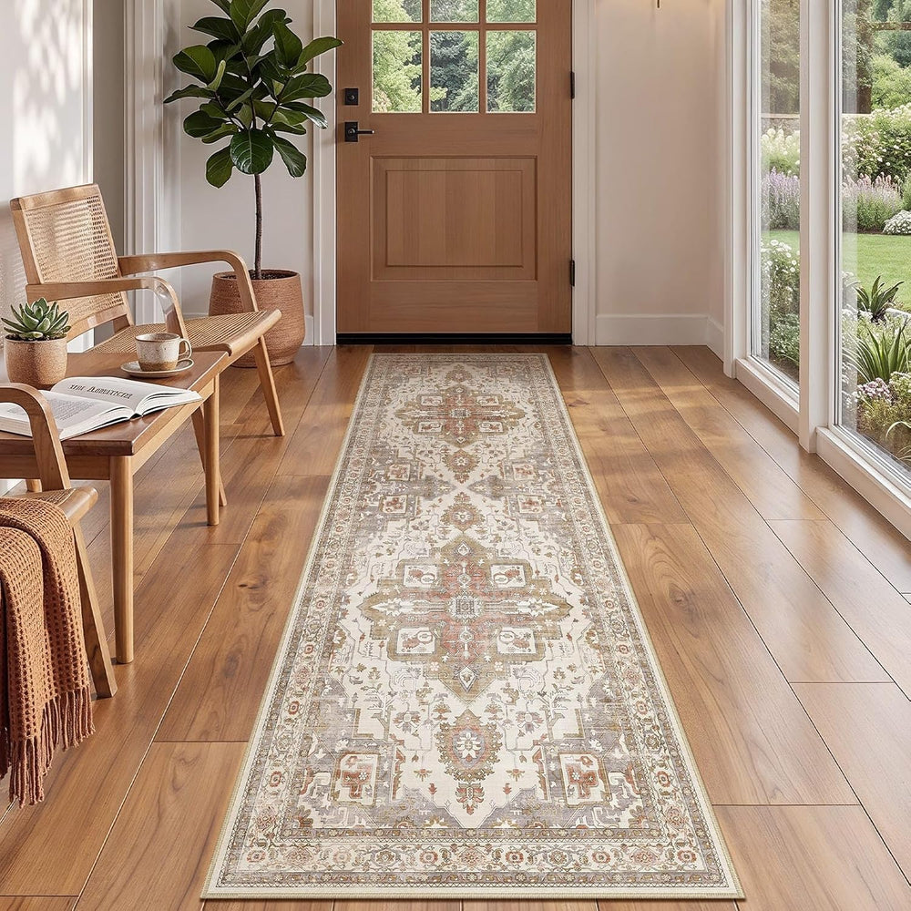 Vintage 2x6 Hallway Runner Rug for Entryway, Non-Slip, Golden Taupe