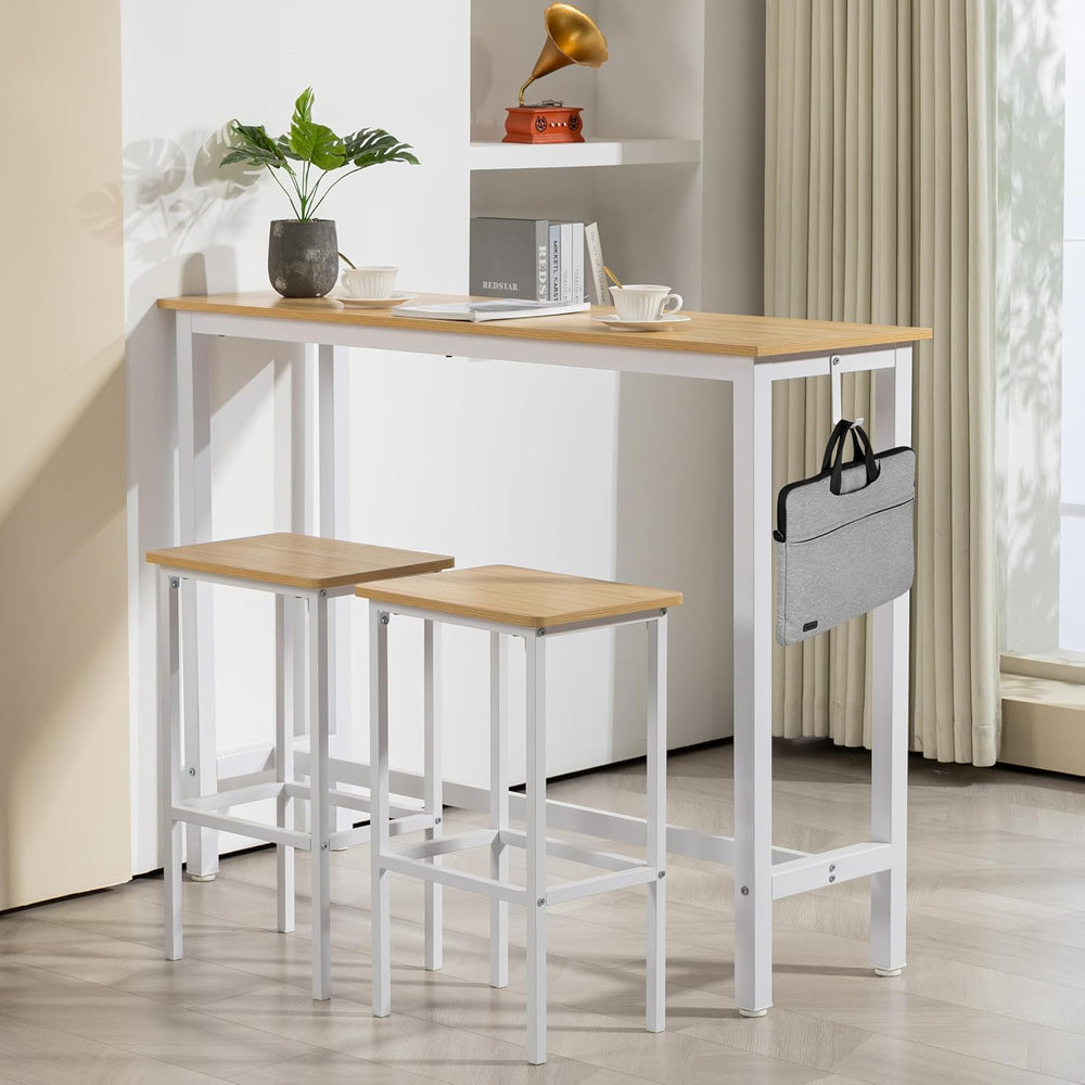 Finnhomy 52.7" Industrial Bar Table Set with 2 Stools - Counter Height D...