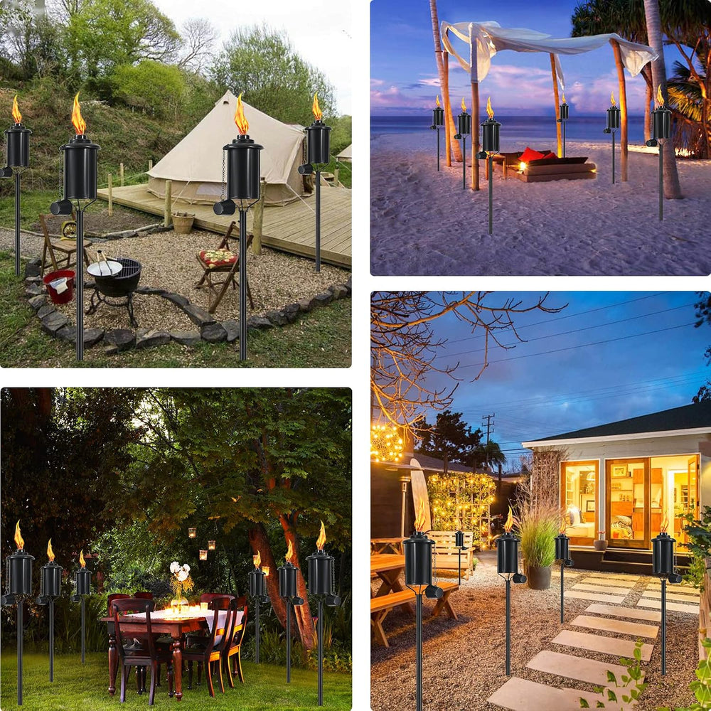 6 Pack Metal Citronella Torches, Torches Garden for Outside 60 inch Flickerin...