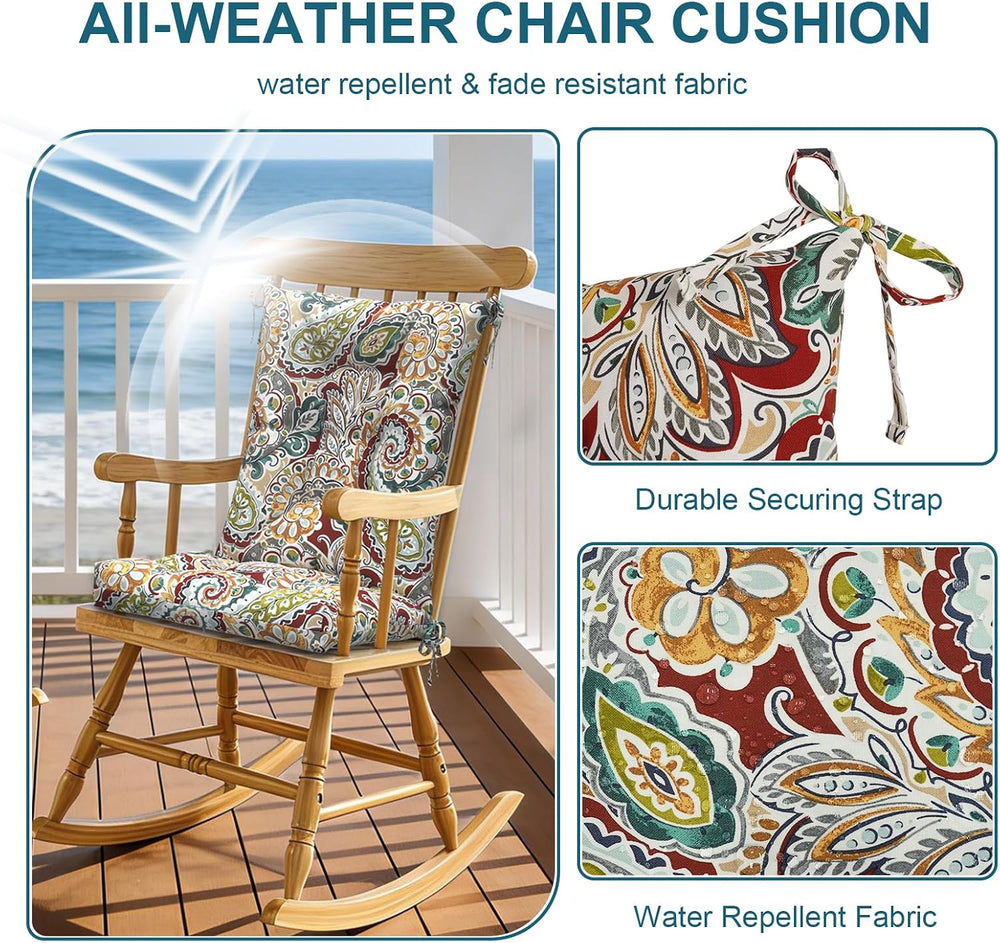 DYTXIII Set of 2 Rocking Chair Cushions for Outdoor/Indoor Use,Water Resistan...