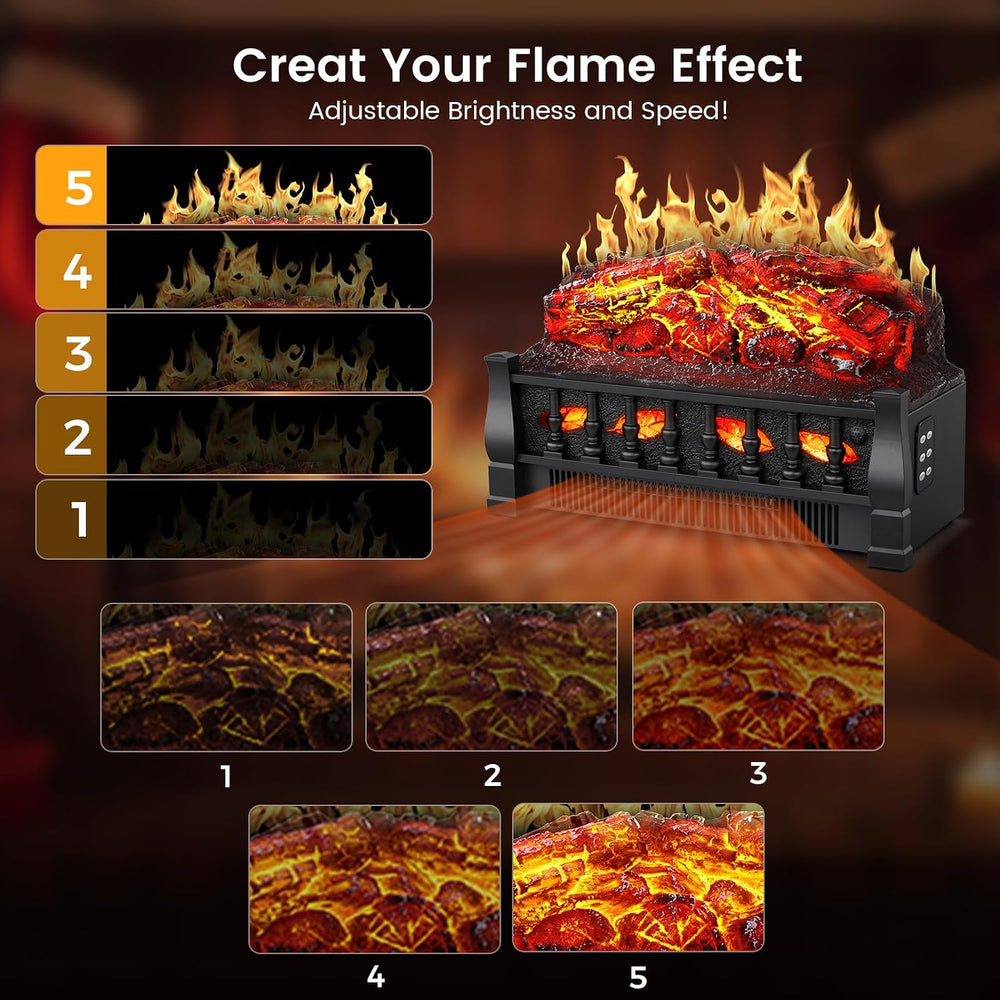21 Inches Electric Fireplace Insert Log Heater Set, Freestanding Heater with ...