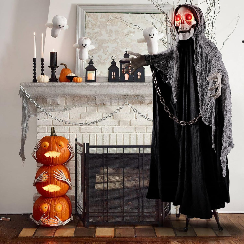 WINTS Halloween Outdoor Decorations,70”Animated Hanging Skeletons Decor Grim ...