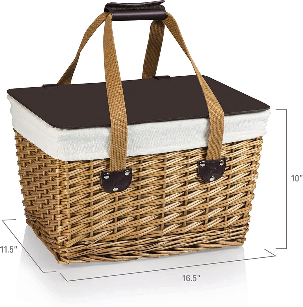 PICNIC TIME Canasta Wicker Picnic Basket, Classic Small Wicker Basket for 2 w...