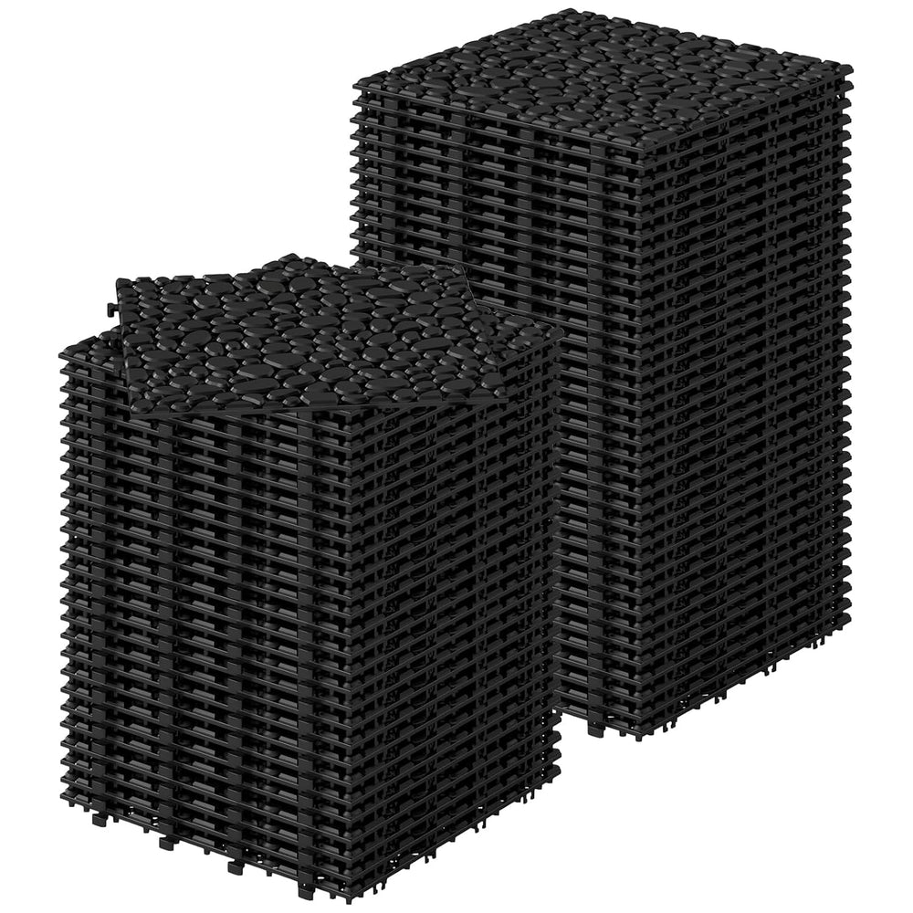 Rovibek 60PCS Plastic Interlocking Deck Tiles, 12"x12" Pebble Decki...