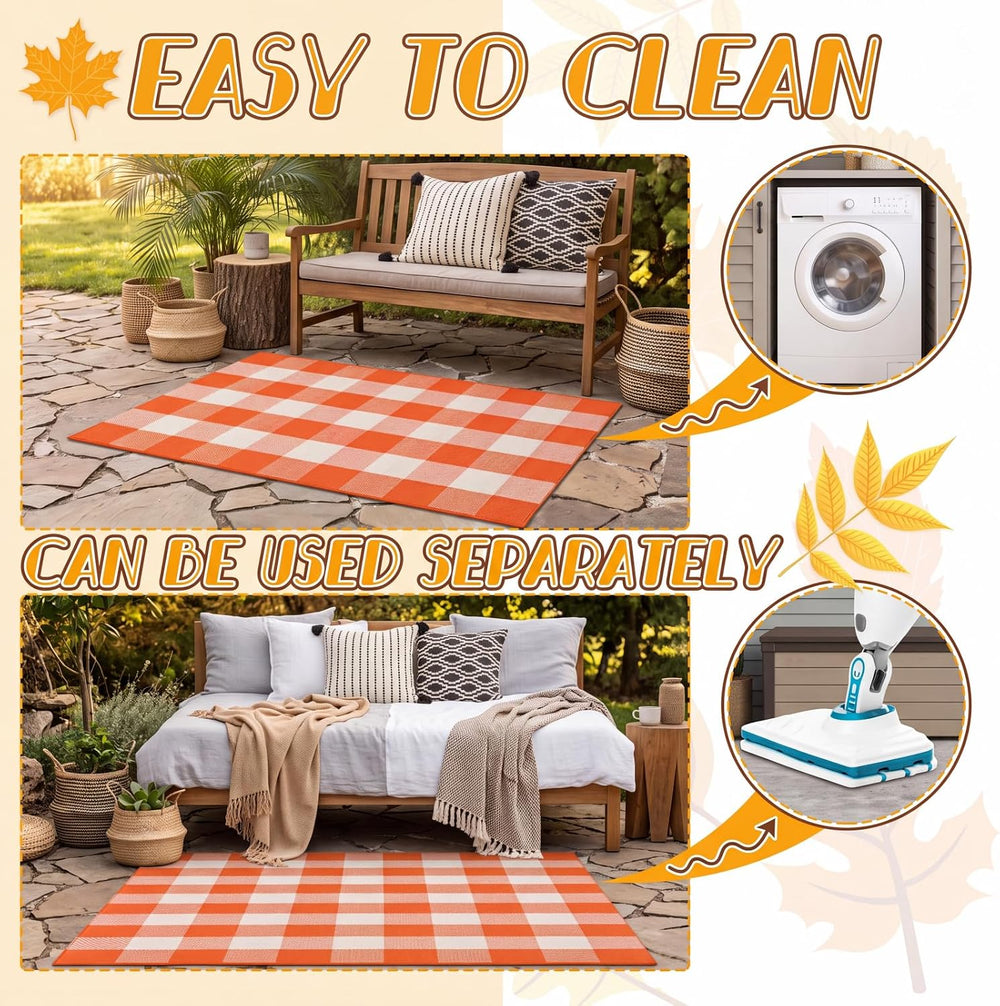 Moucuny 2 Pcs Thanksgiving Welcome Doormat for Fall Outdoor Decor, Non Slip