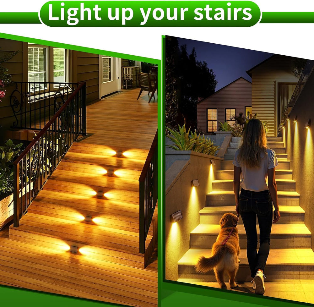 JSOT Solar Fence Lights Outdoor - 8 Pack Solar Lights Outdoor Waterproof Idea...